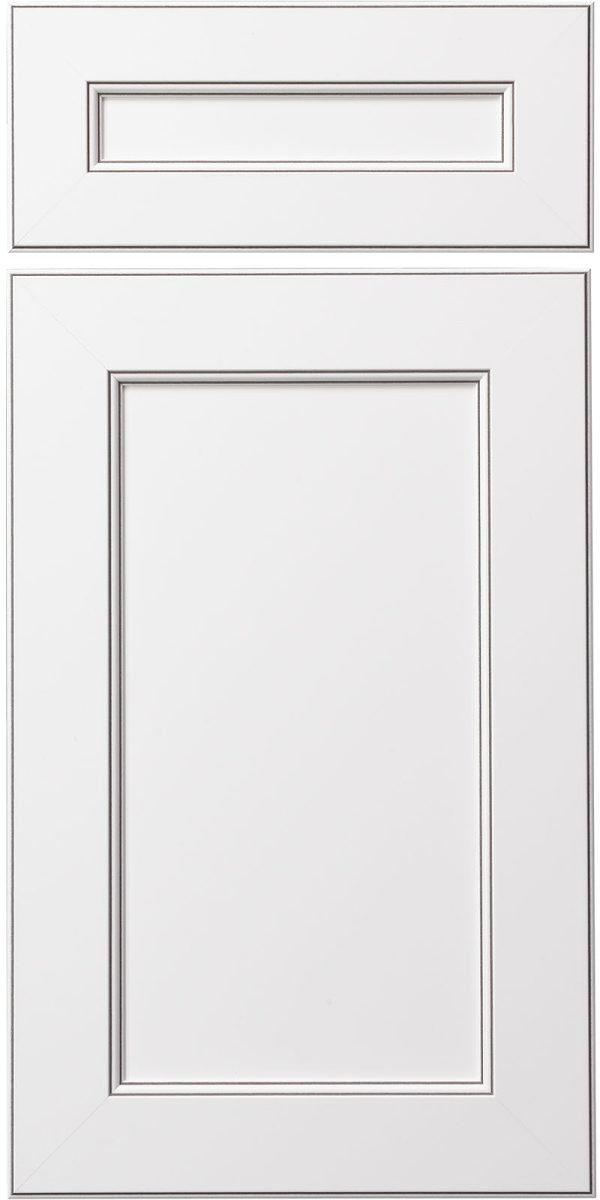 Decorative Laminate Veneers Bright White with Glaze Largo 275 Cabinet Door