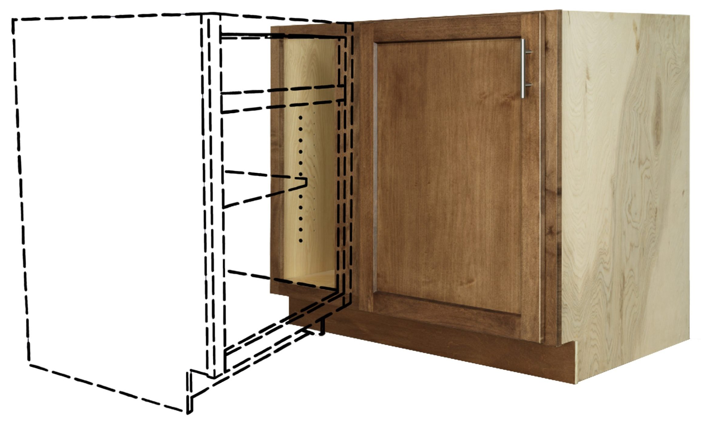 A blind corner cabinet