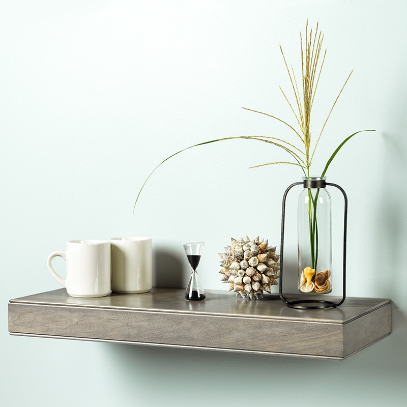 Gray Beaded Floating Shelf