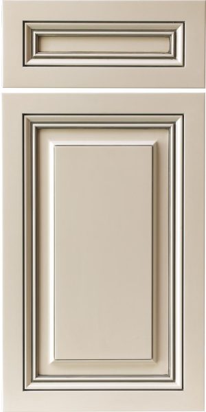 MDF Frosty White with Pewter Glaze Presidential Miter Cabinet Door