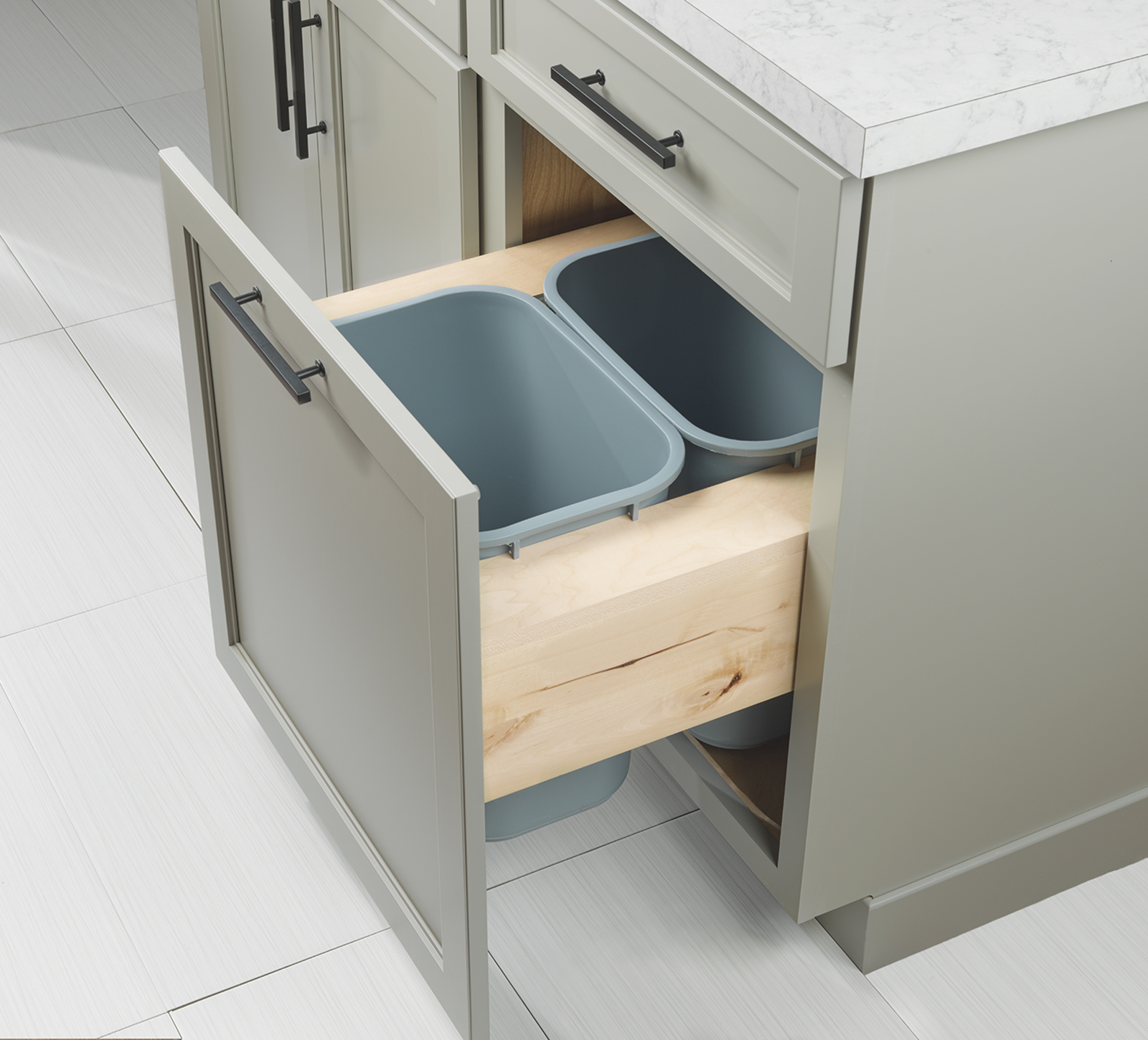 Hardware Resources CAN-TMD1850W-K, 2 X 50 Quart Top Mount Soft-Close Double Trash Can Pullout Kit, White Trashcan, Min. Cabinet Opening: 18 Inch Width